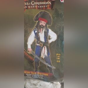 Pirates Of The Caribbean Captain Jack Sparrow Pirate Costume - New - Size 4 - 6